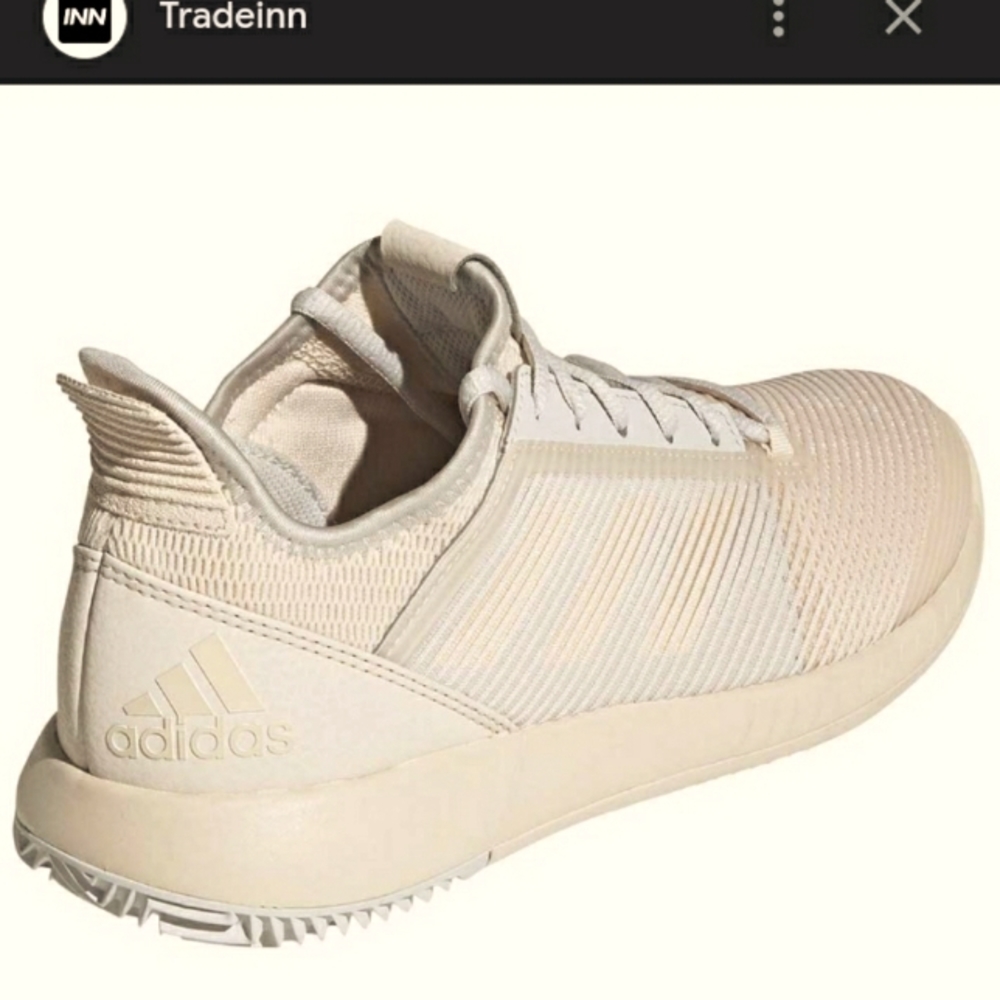 Beige Adidas tennis shoes
